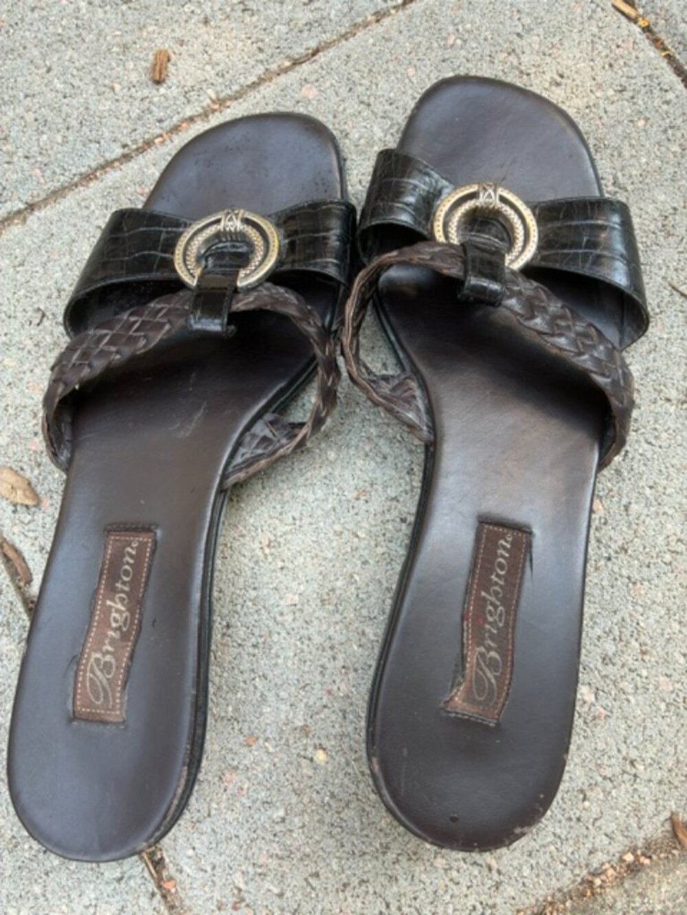 Brighton, size 8M, dark brown leather sandals, made in Brazil.